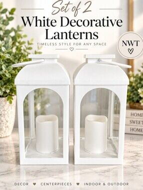 Garden Collection Solar Lantern Set of 2 White